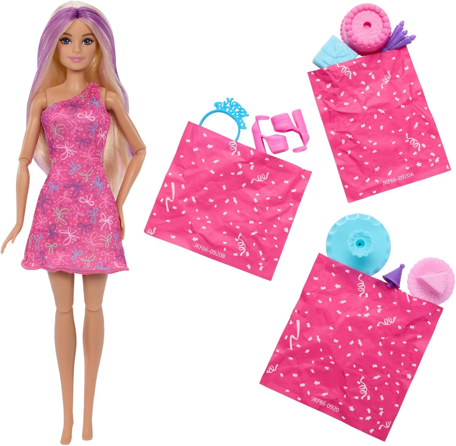 Detalle de Barbie Rise & Surprise - Bambola Pet Birthday (JKF66) con 12 sorprese, scivolo e amico cucciolo