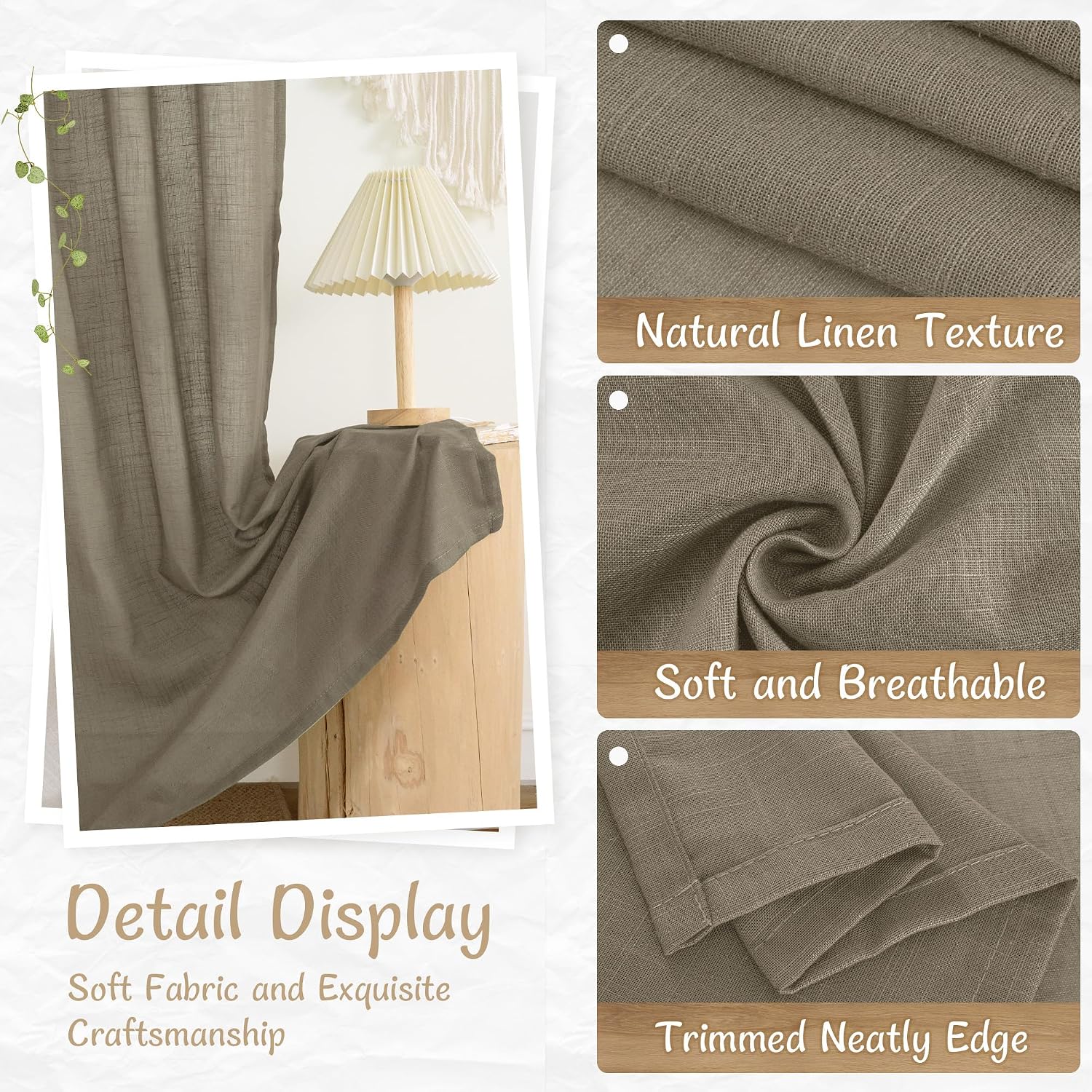 Detalle 1 de LAMIT Semi Sheer Curtains 34 x 40 Inch