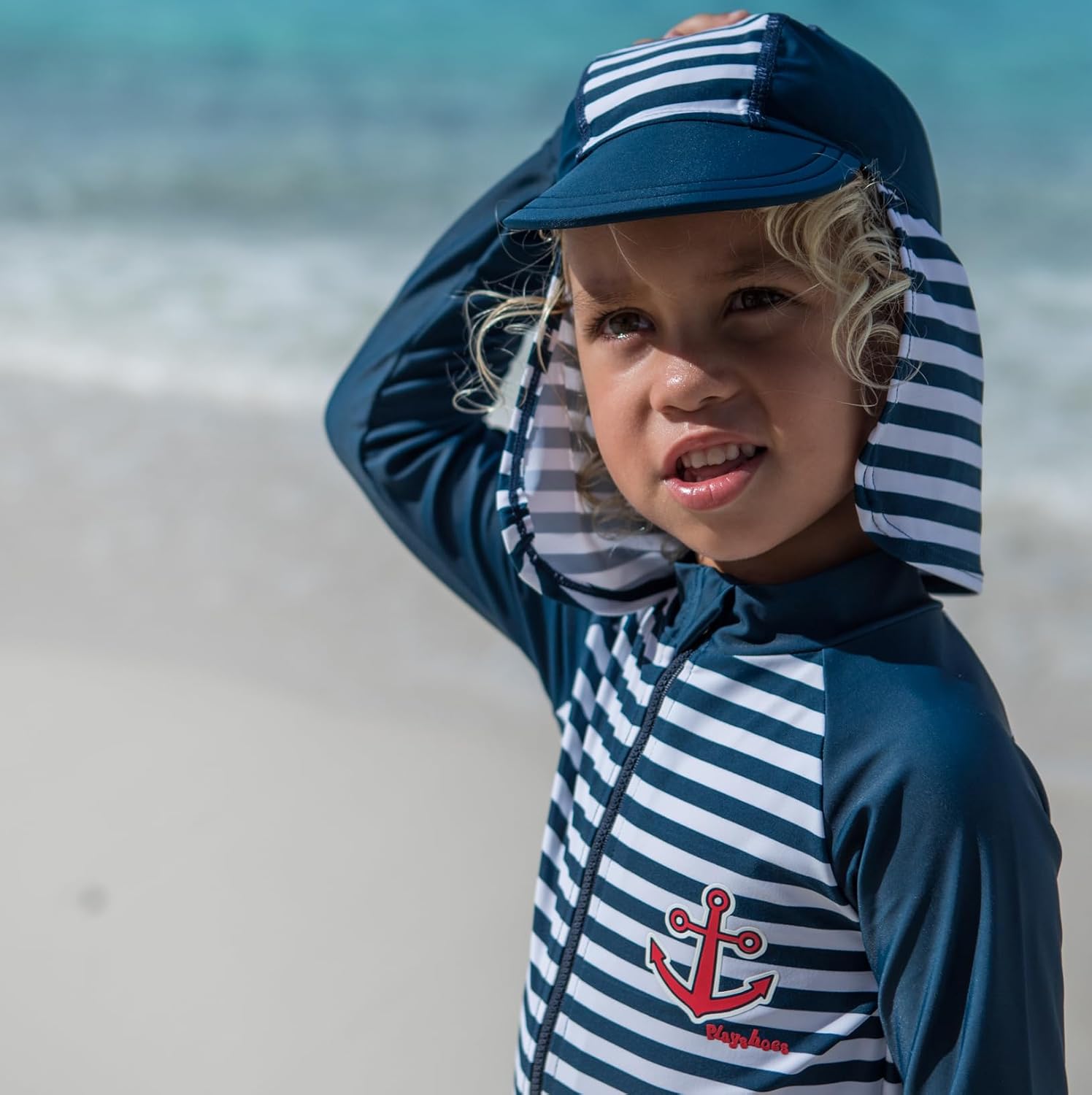 Detalle de Playshoes UV-Schutz Mütze Maritim Größe 53 – Unisex Sonnenhut mit UPF 50