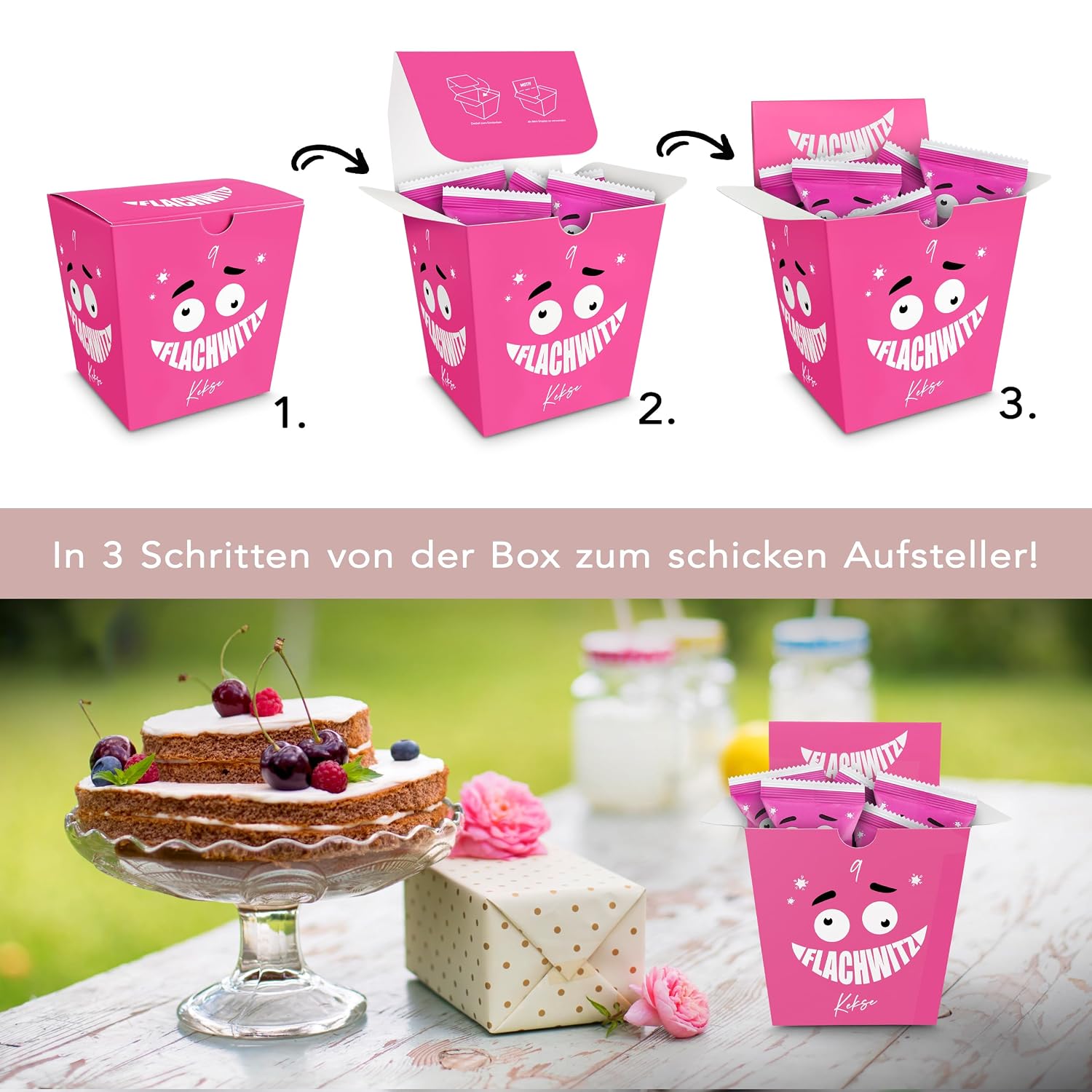 Detalle 1 de Glückskekse Flachwitze 9er Pack grün 🍪