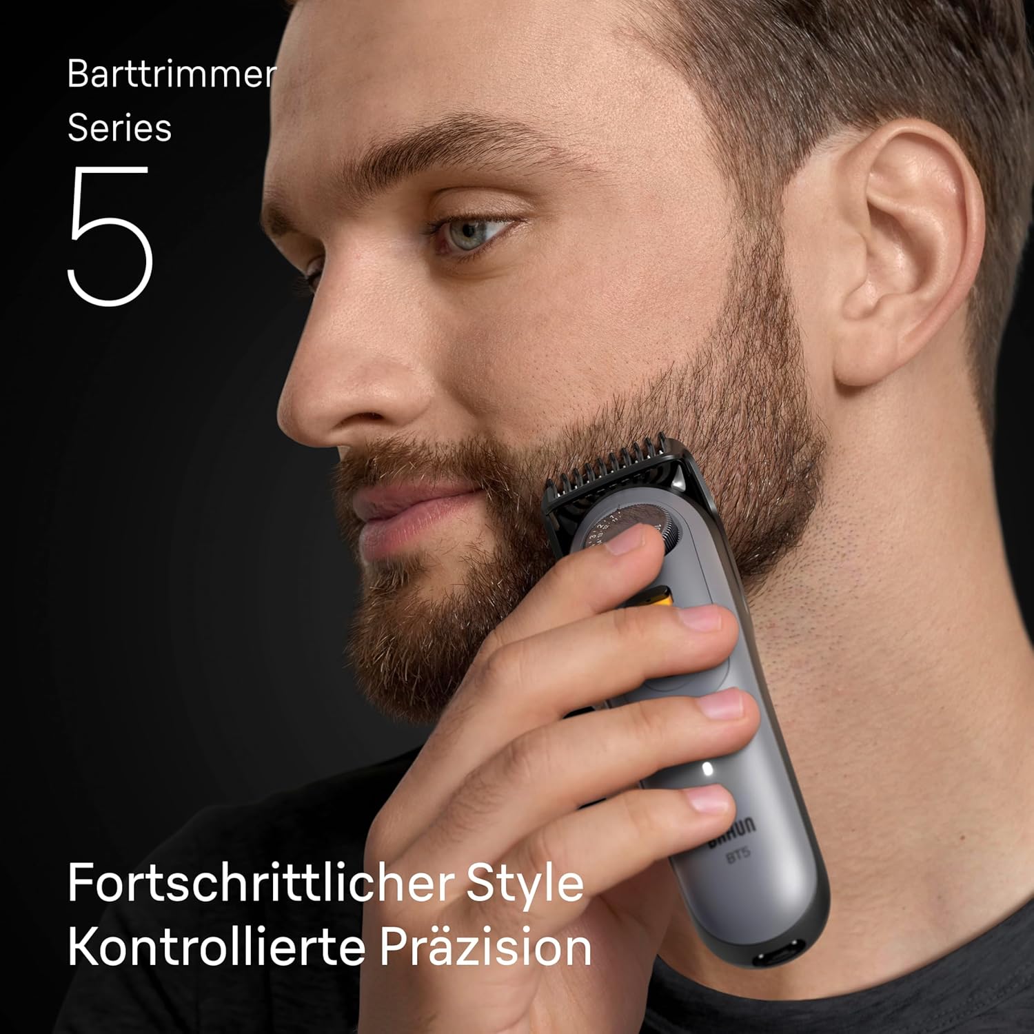 Detalle 2 de Braun Barttrimmer Series 5 BT5565 Grau – elektrischer Bartschneider mit 9 Zubehörteilen, 40 Längen und wasserdicht