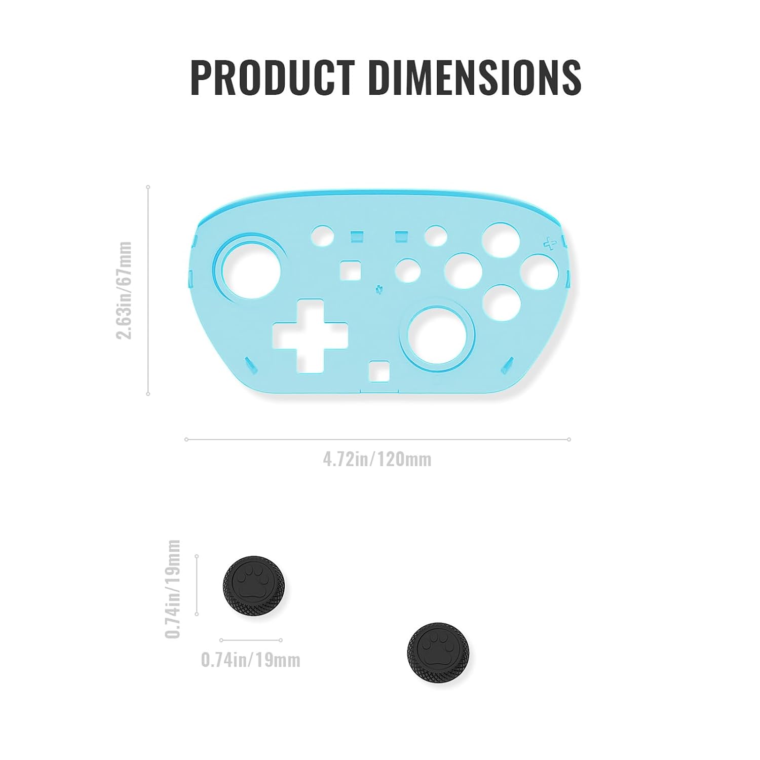 Detalle de DLseego Protective Cover Case for Switch 2 Pro Controller – Clear Blue Slim DIY Faceplate with Anti-slip Hard Shell