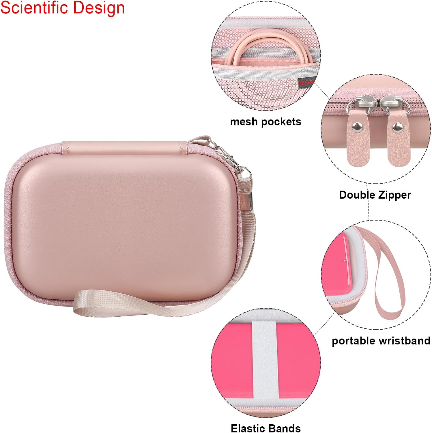 Thumbnail 3 de Elonbo carrying case for Kodak Step / Step Slim & Step Wireless mobile instant photo printers (Rose gold)
