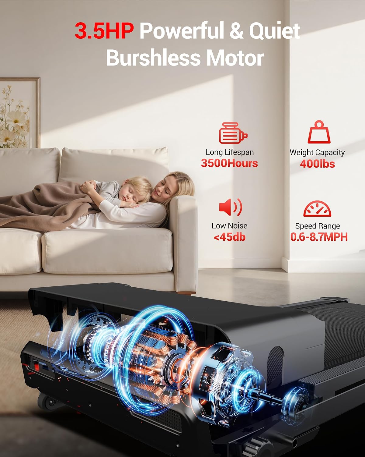 Detalle de Foldable Home Treadmill with 20% Incline and 14 km/h