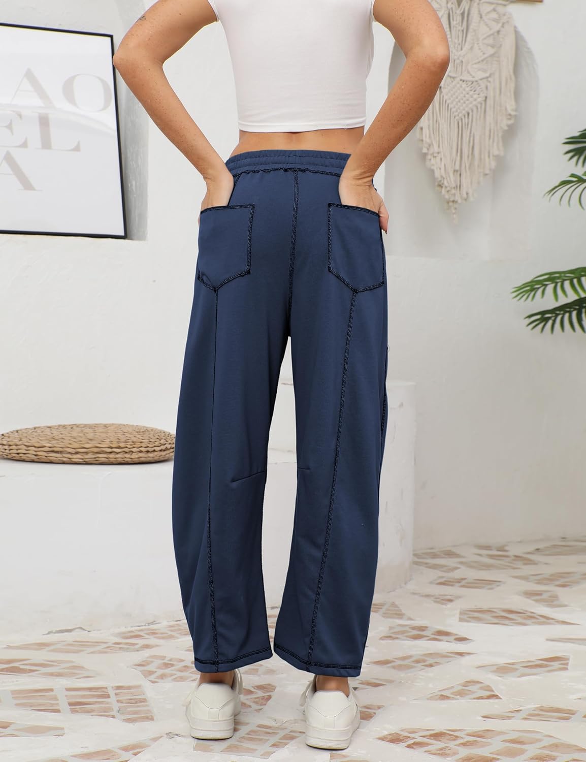 Thumbnail 1 de Athlisan Womens Baggy Barrel Pants: Wide-Leg Lounge Sweatpants with Pockets