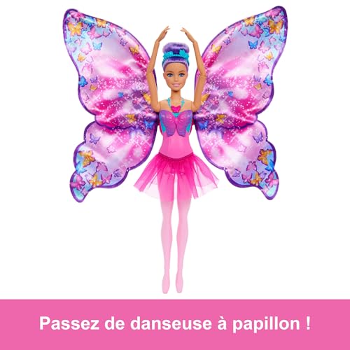 Detalle de Barbie Poupée Danseuse Papillon 2-en-1 — transformation magique en papillon et ballerine