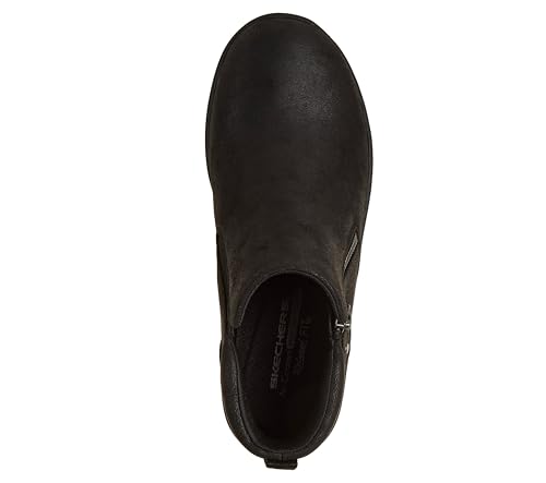 Detalle de Skechers LOVELY VIBE FALL IN BLOOM, botines planos negros veganos con cremallera