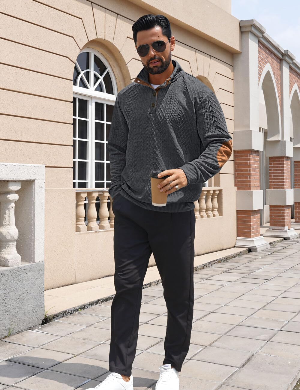 Thumbnail 4 de QOSOQ Men's Casual Sweatshirt Pullover 1/4 Zip