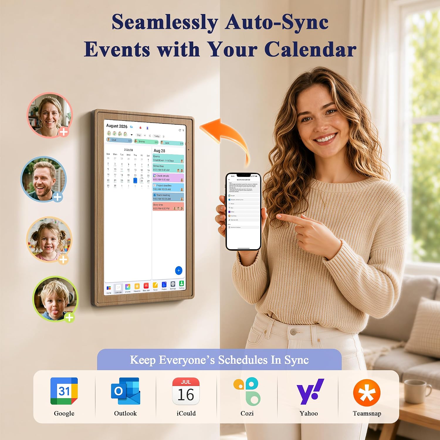 Detalle de CYPID 15.6-Inch Digital Calendar with Touchscreen, Chore Chart and Photo Display