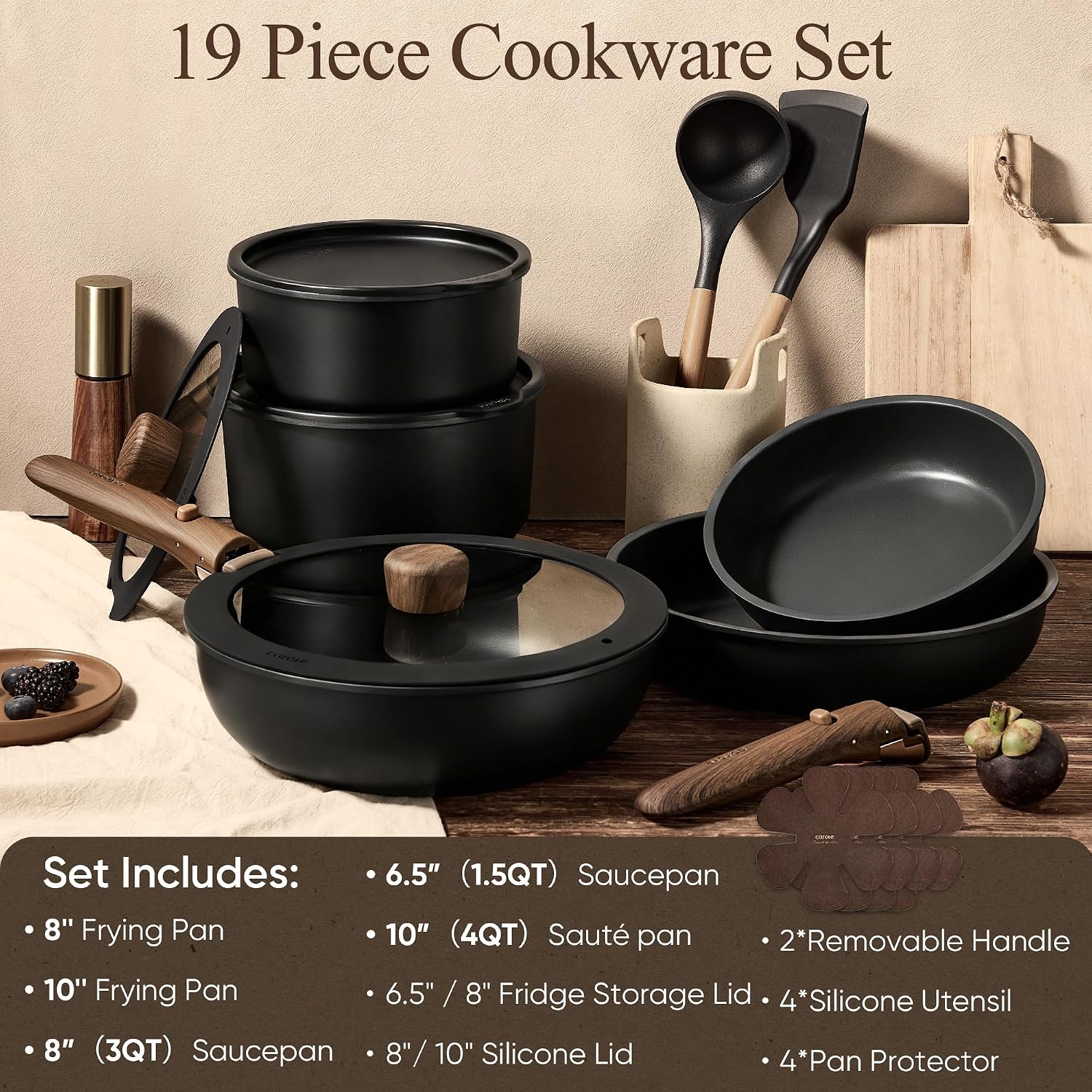 Thumbnail 1 de CAROTE 19pcs Detachable Handle Cookware Set