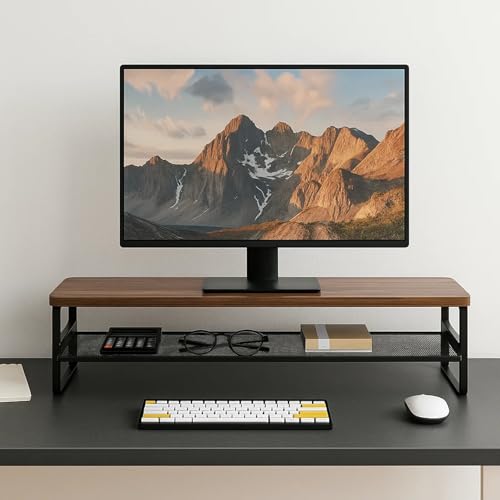 Thumbnail 6 de M.J COMFY-LIFE Vintage Monitor Desk Stand: Wood Riser with Storage Shelf