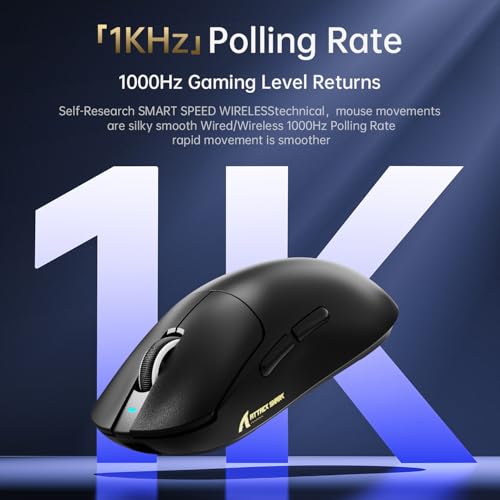 Detalle de ATTACK SHARK X8SE: mouse ultraleggero da 55 g con sensore PixArt PAW3311 e multi‑connessione