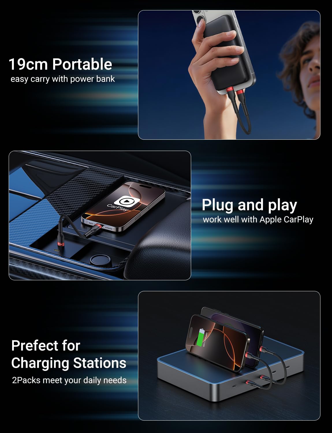 Thumbnail 5 de PD 60W Short USB C Cable 6in pack