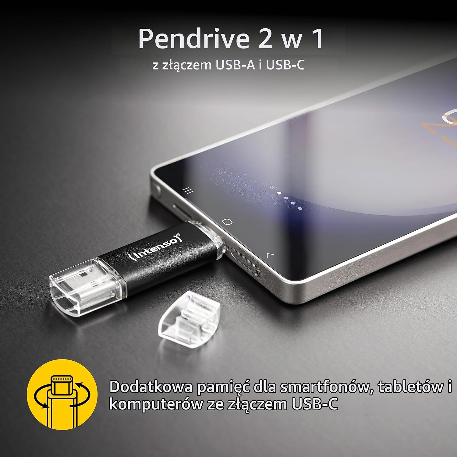 Detalle de Intenso Twist Line 256 GB – pendrive USB 3.2 Gen 1x1, USB-C i USB-A, antracytowy