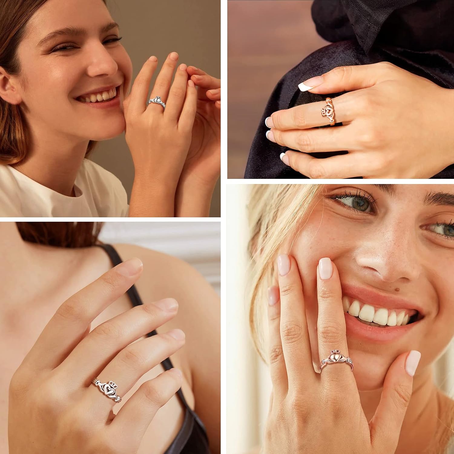 Thumbnail 1 de Anello da donna PROSILVER in argento 925 Claddagh Ring/Triquetra Mirusa (7–27) con confezione regalo
