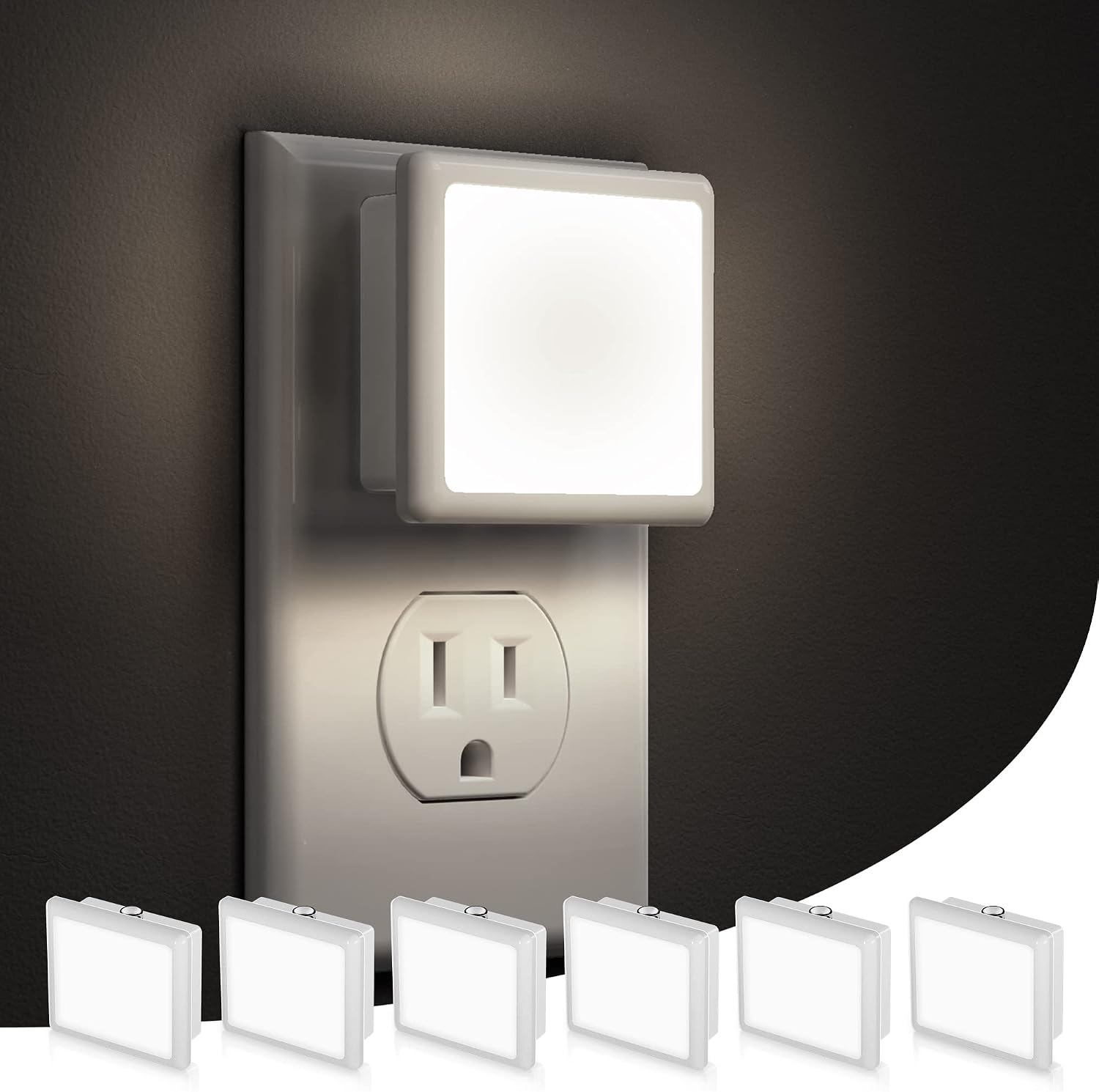 Detalle de L LOHAS LED GY005 Plug-In Night Lights, 6-Pack with Dusk-to-Dawn Sensor