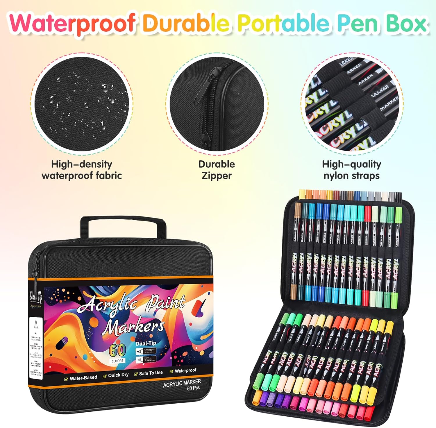 Thumbnail 4 de Sanyetral 60 Colors Acrylic Paint Pens: Versatile Dual-Tip Markers for Crafting