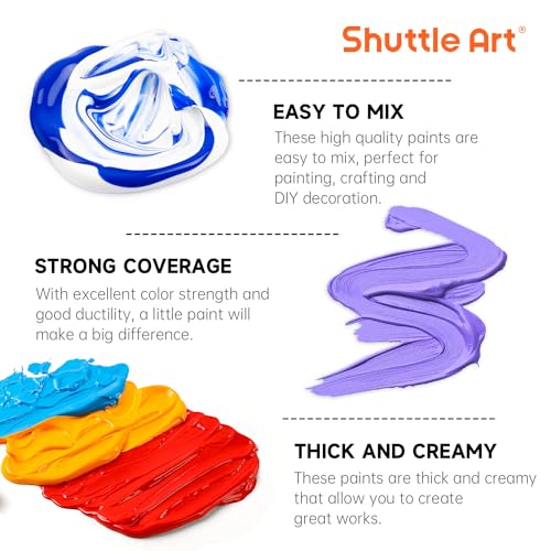 Detalle de Shuttle Art 36-Color Acrylic Paint Set with Brushes & Palette
