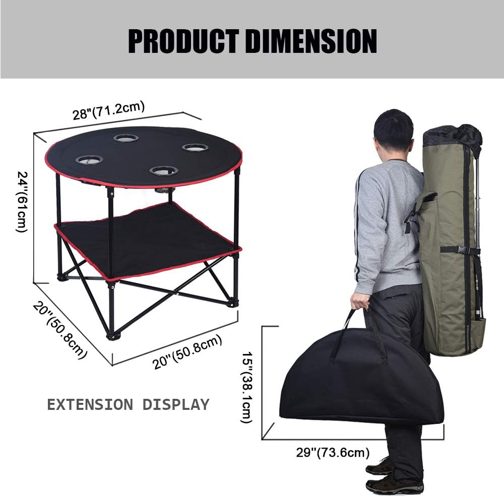Thumbnail 2 de LEADALLWAY Camping Table Folding Picnic Table with 4 Cup Holders and Carrying Bag