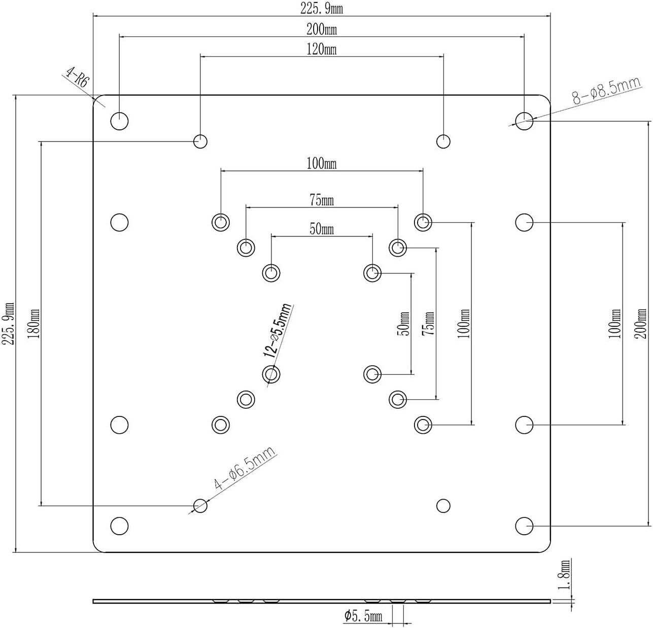 Thumbnail 5 de AISENS ACC001-289 — Adaptateur Vesa 200 x 200 en acier pour écran/TV, noir