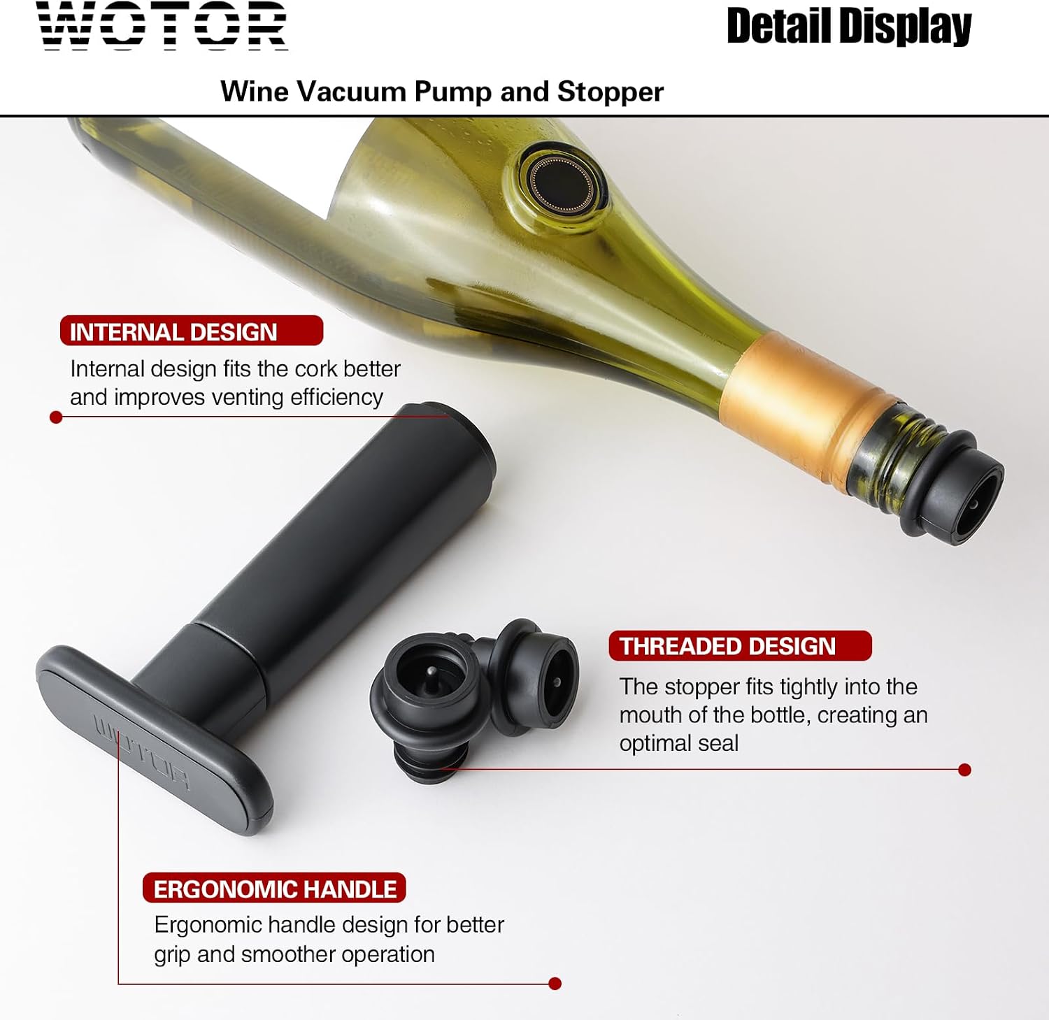 Thumbnail 2 de WOTOR Wine Saver 4 Stoppers 🍷
