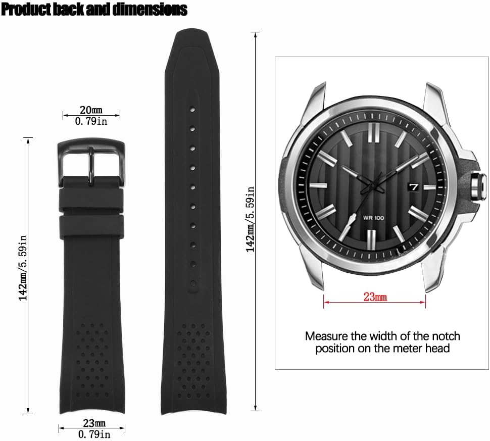 Thumbnail 1 de MCXGL Silikon-Ersatzband 23 mm mit gebogenem Ende für Citizen Eco-Drive Weekender (AW1150-07E, AW1158-05L)