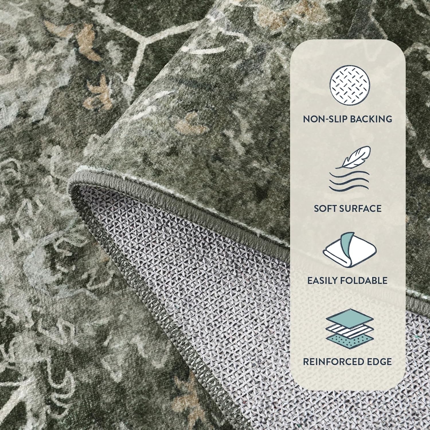 Thumbnail 5 de Lahome Margot Washable 5x7 Green Area Rug