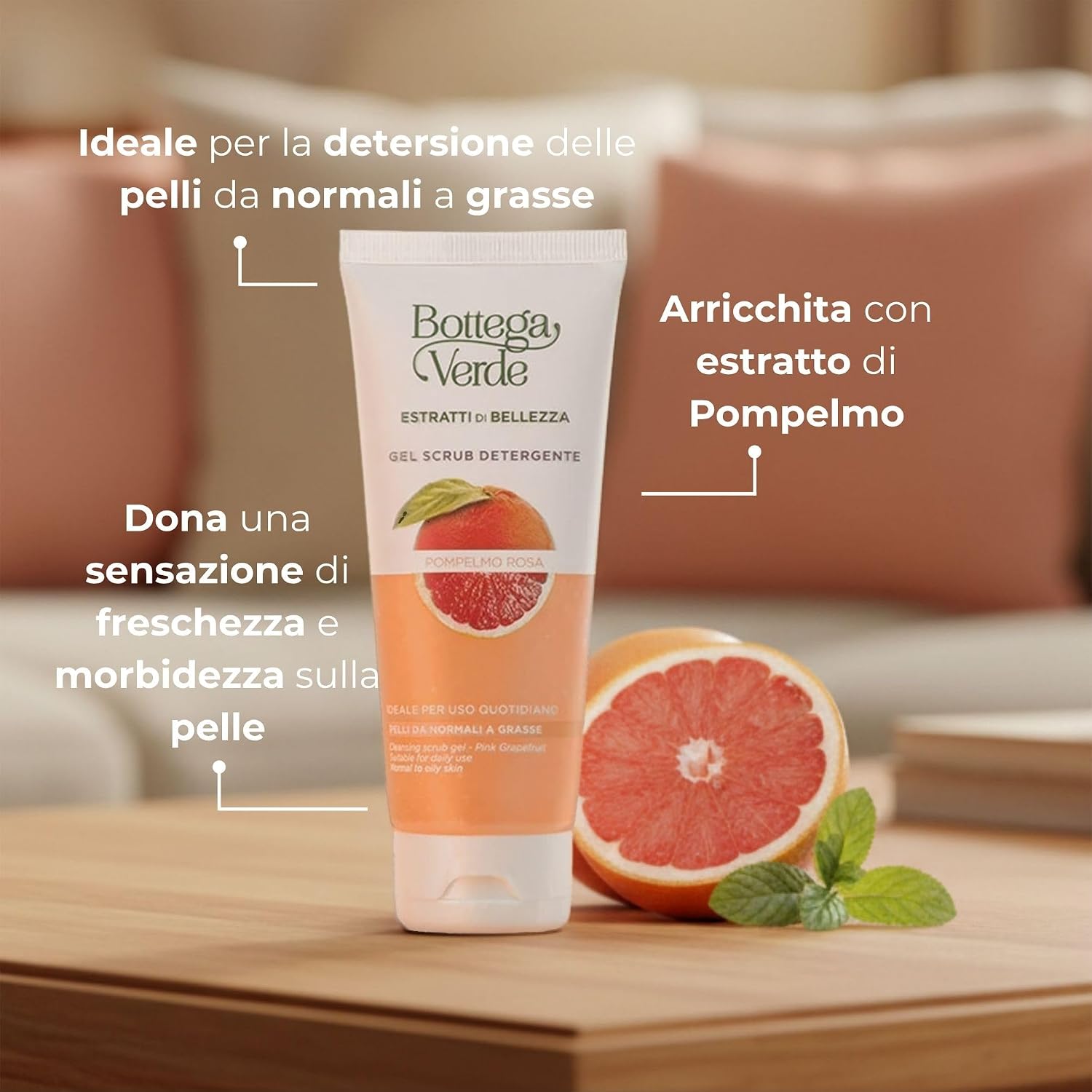 Detalle de Bottega Verde Estratti di Bellezza Gel Scrub Detergente con Pompelmo Rosa, 100 ml