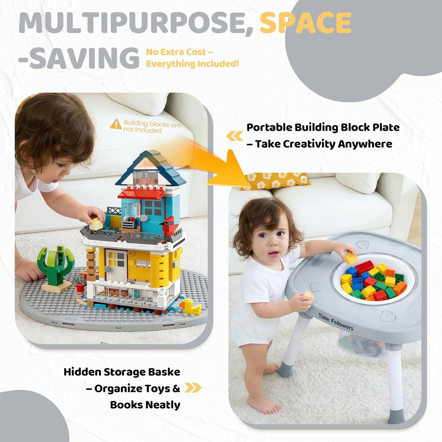 Detalle de Time Followers 6-in-1 Baby Activity Center (4-Stage Montessori-Inspired) in Grey