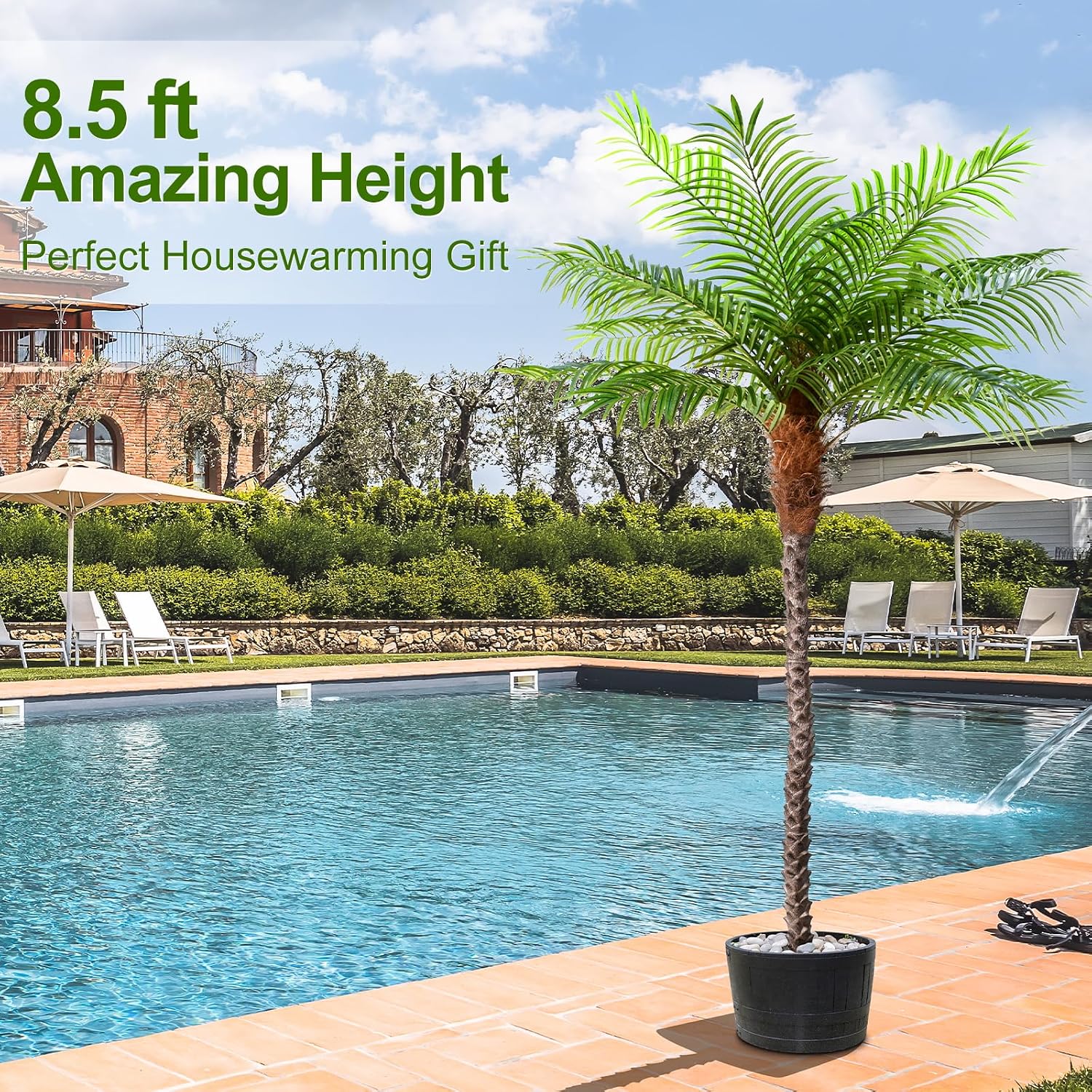 Detalle 2 de Keeplush 8.5ft Artificial Phoenix Palm Trees, Set of 2, Adjustable Fronds