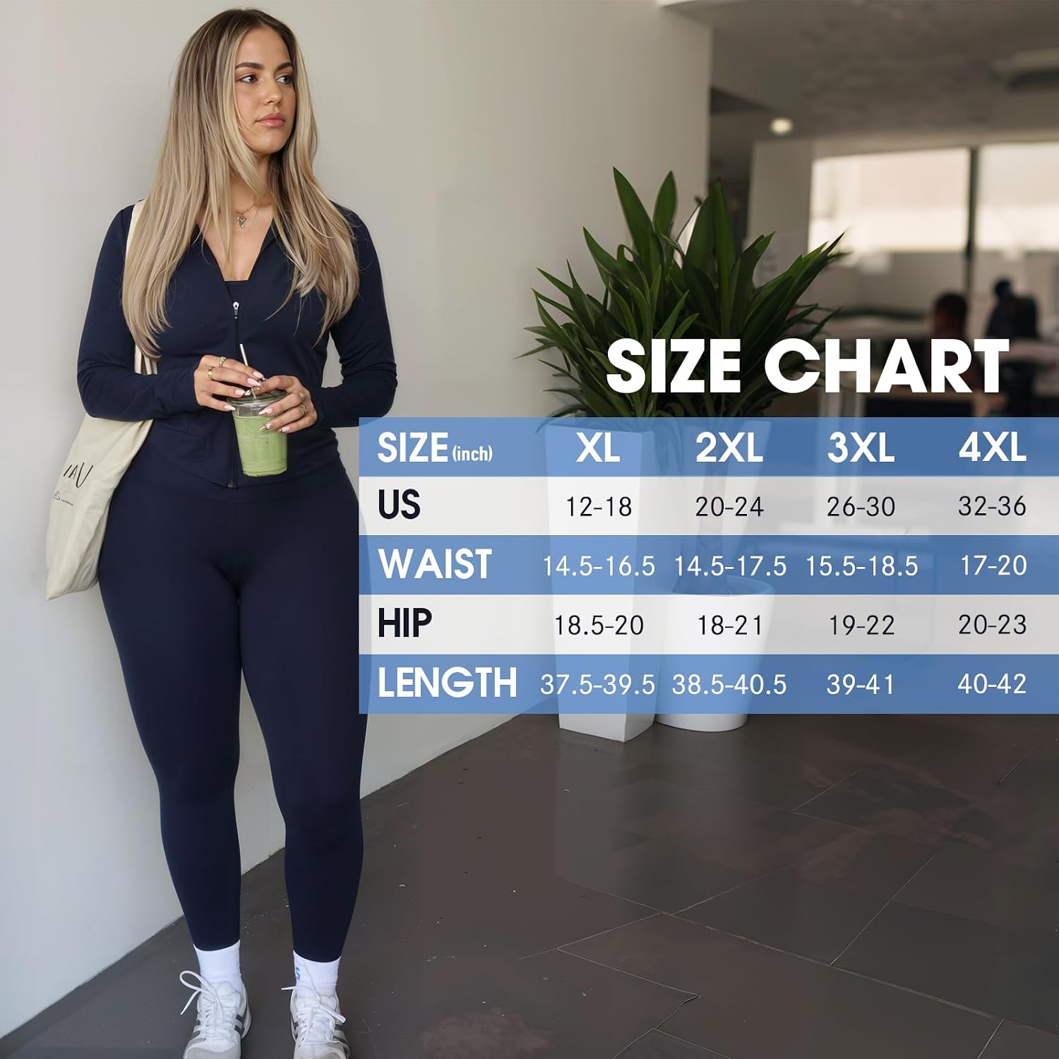 Detalle de CTHH 3-Pack Plus-Size Leggings for Women, High-Waisted Stretch, XL–4XL