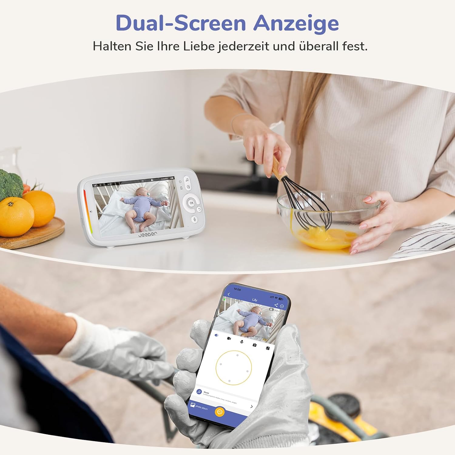Thumbnail 1 de jeeber 2K Baby Monitor 5" Video mit App-Steuerung