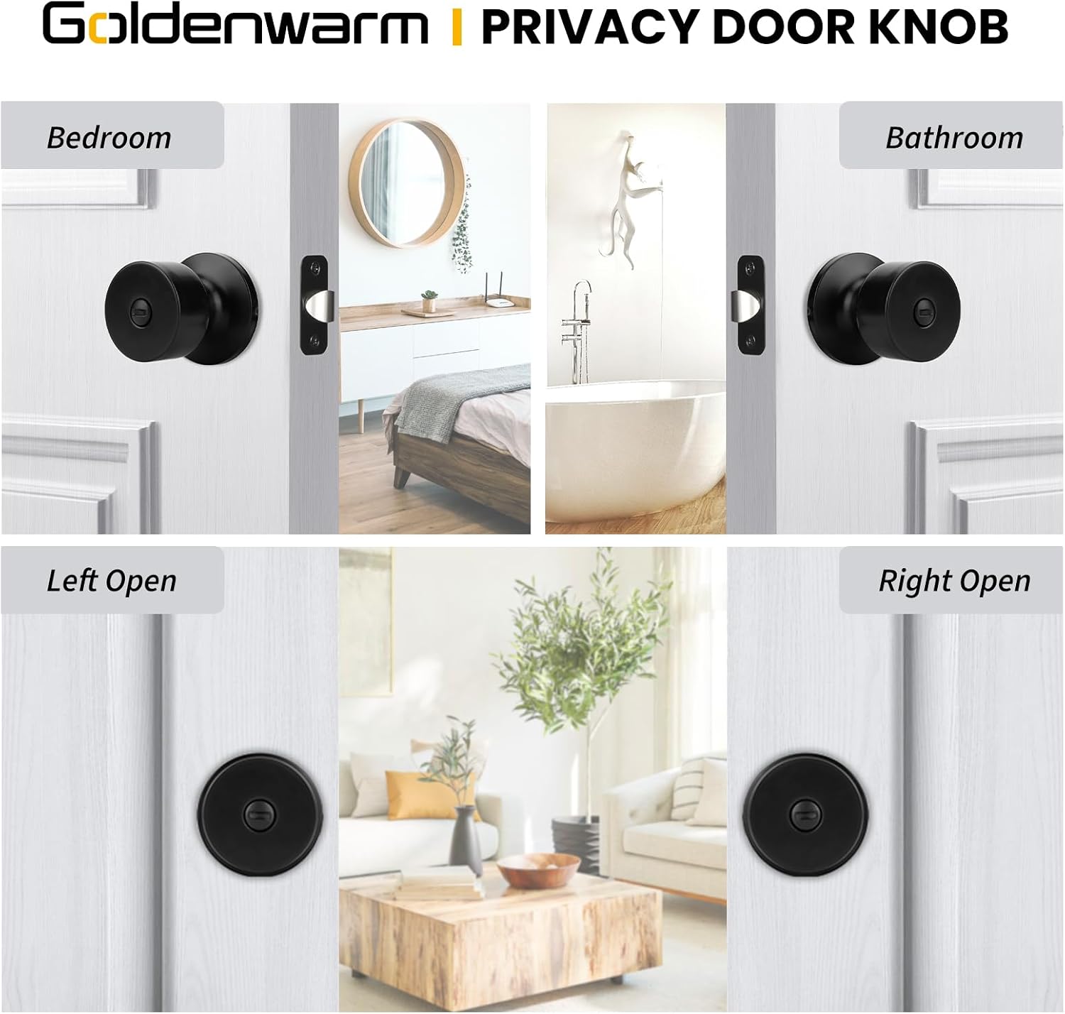Detalle 2 de Goldenwarm Privacy Door Knobs 3-Pack