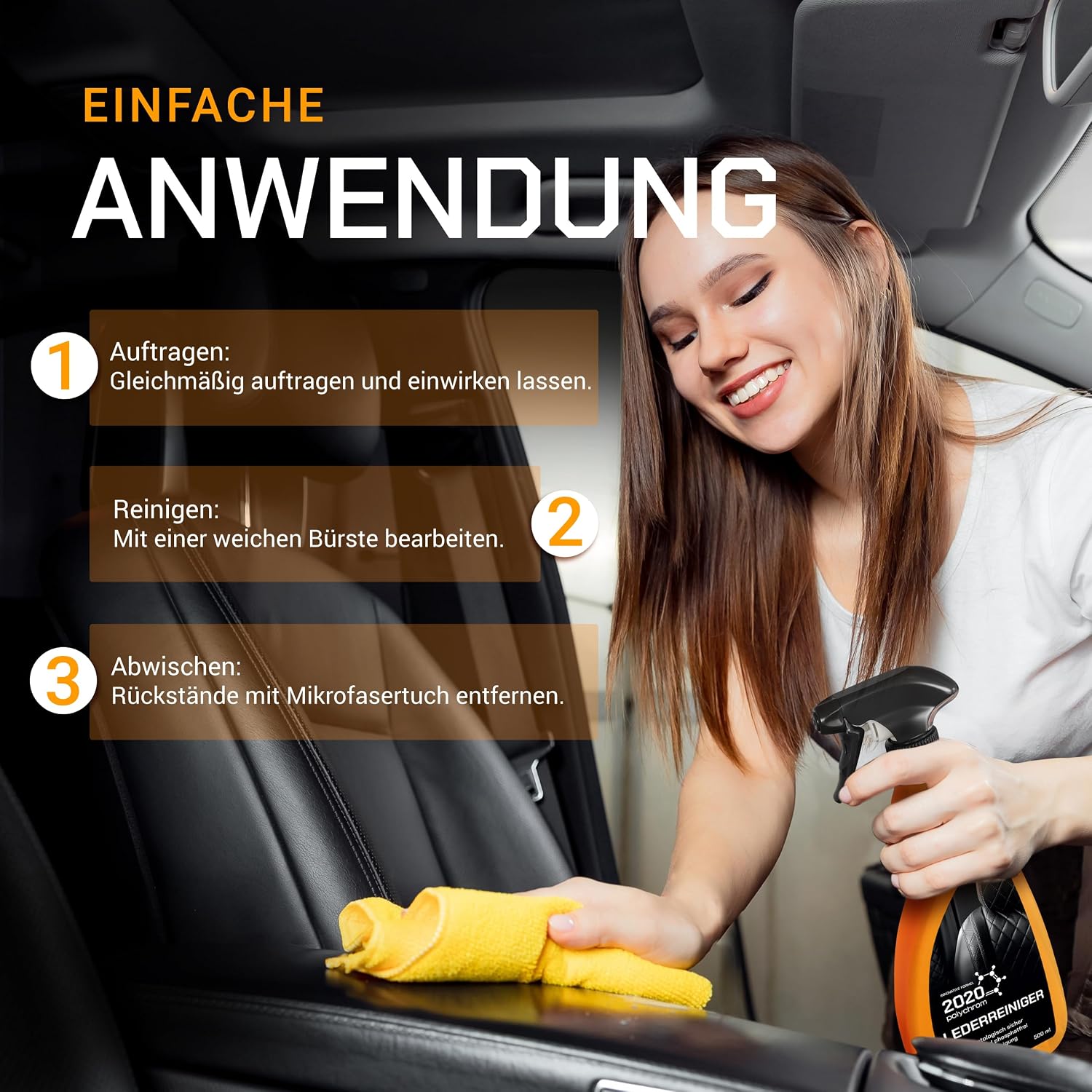 Detalle de 2020 Polychrom Lederreiniger 500 ml – materialschonende Reinigung für Lederoberflächen