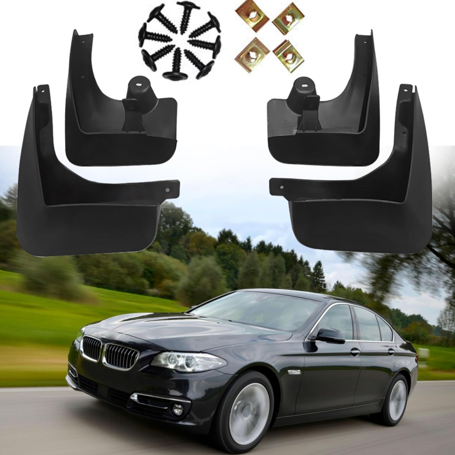 Detalle de ERMWALR Mud Flaps for BMW 5 Series F10 (2011–2016) – Set of 4, No Drilling Required