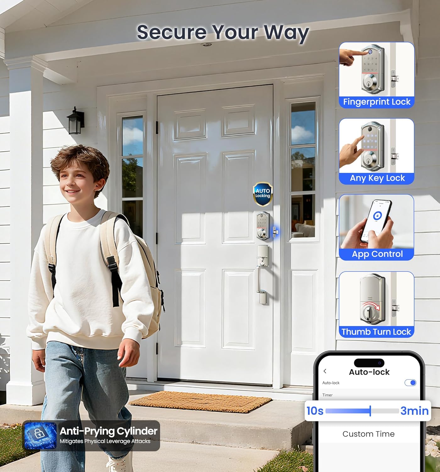 Thumbnail 6 de Veise Smart Front Door Lock Set, Satin Nickel