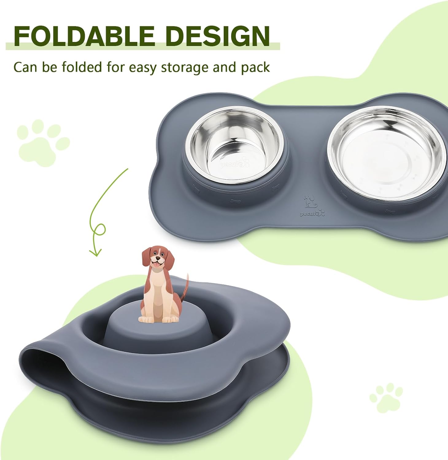 Thumbnail 4 de Pecute Double Stainless Steel Dog Bowls 14oz
