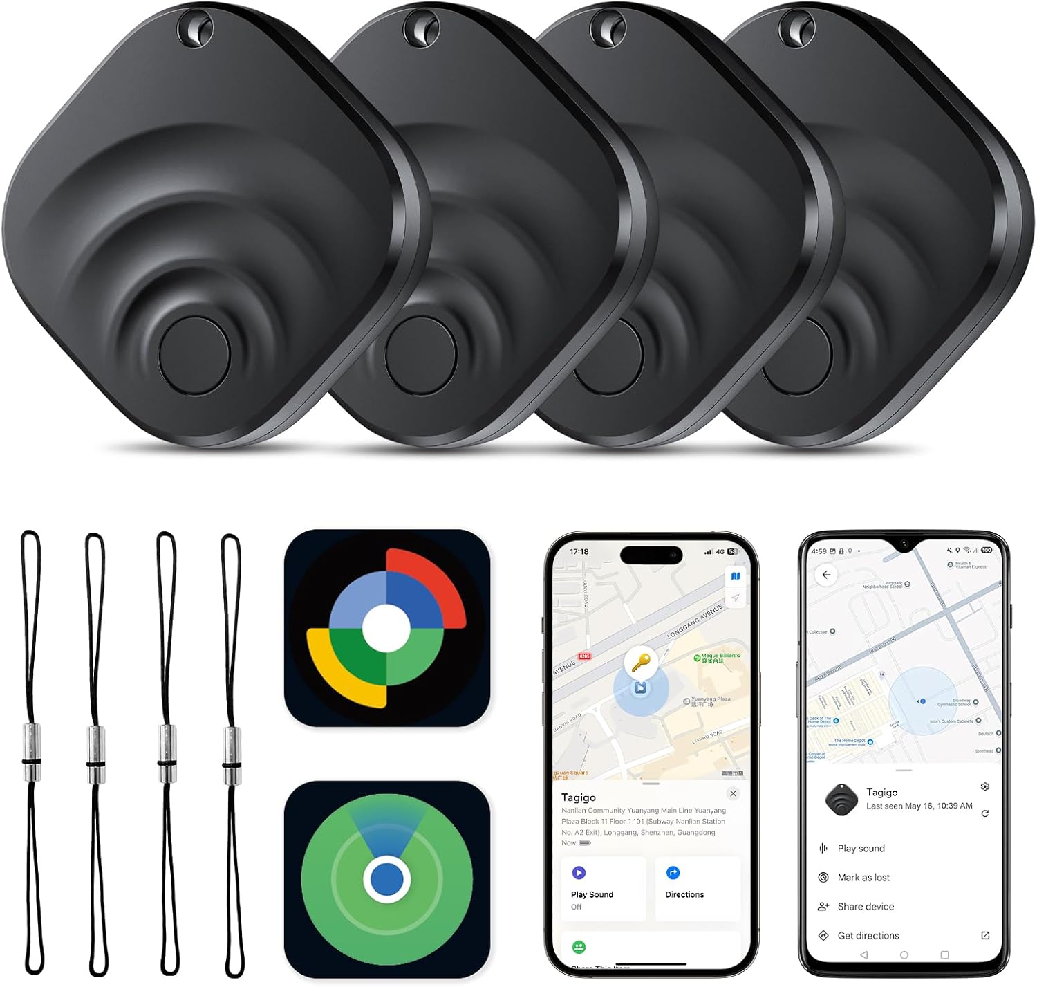 Detalle de 2026 Air Tracker Tags Item Locator: Dual-Platform Bluetooth Trackers for Android & iOS (4 Pack)
