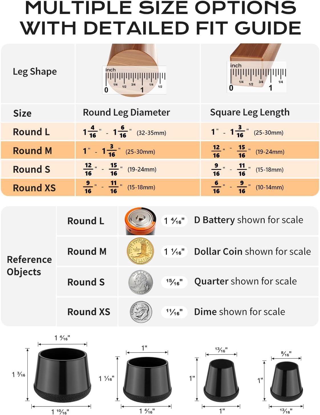 Detalle 2 de Yomanta Silicone Chair Leg Floor Protectors