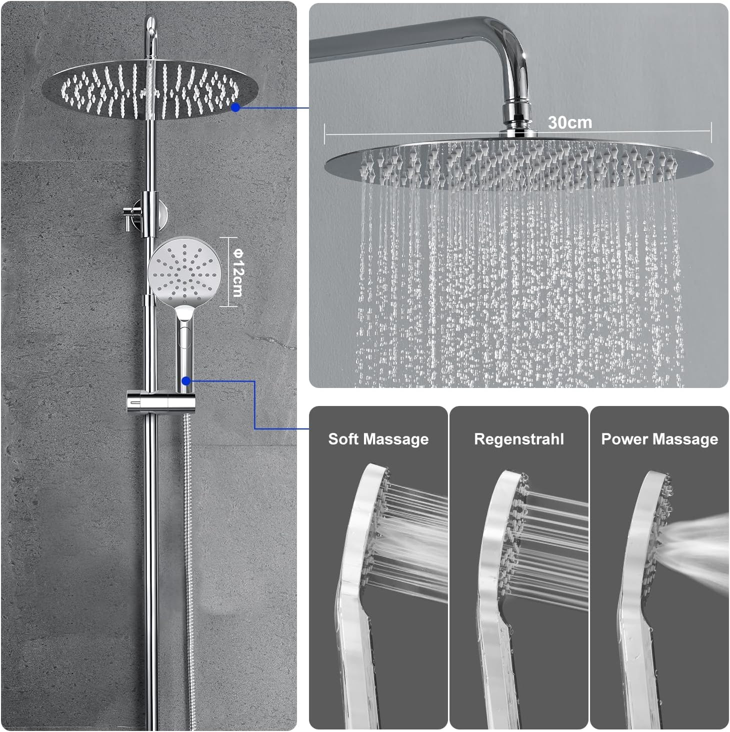 Detalle 1 de JOHO 304 Colonna Doccia D30cm senza Miscelatore