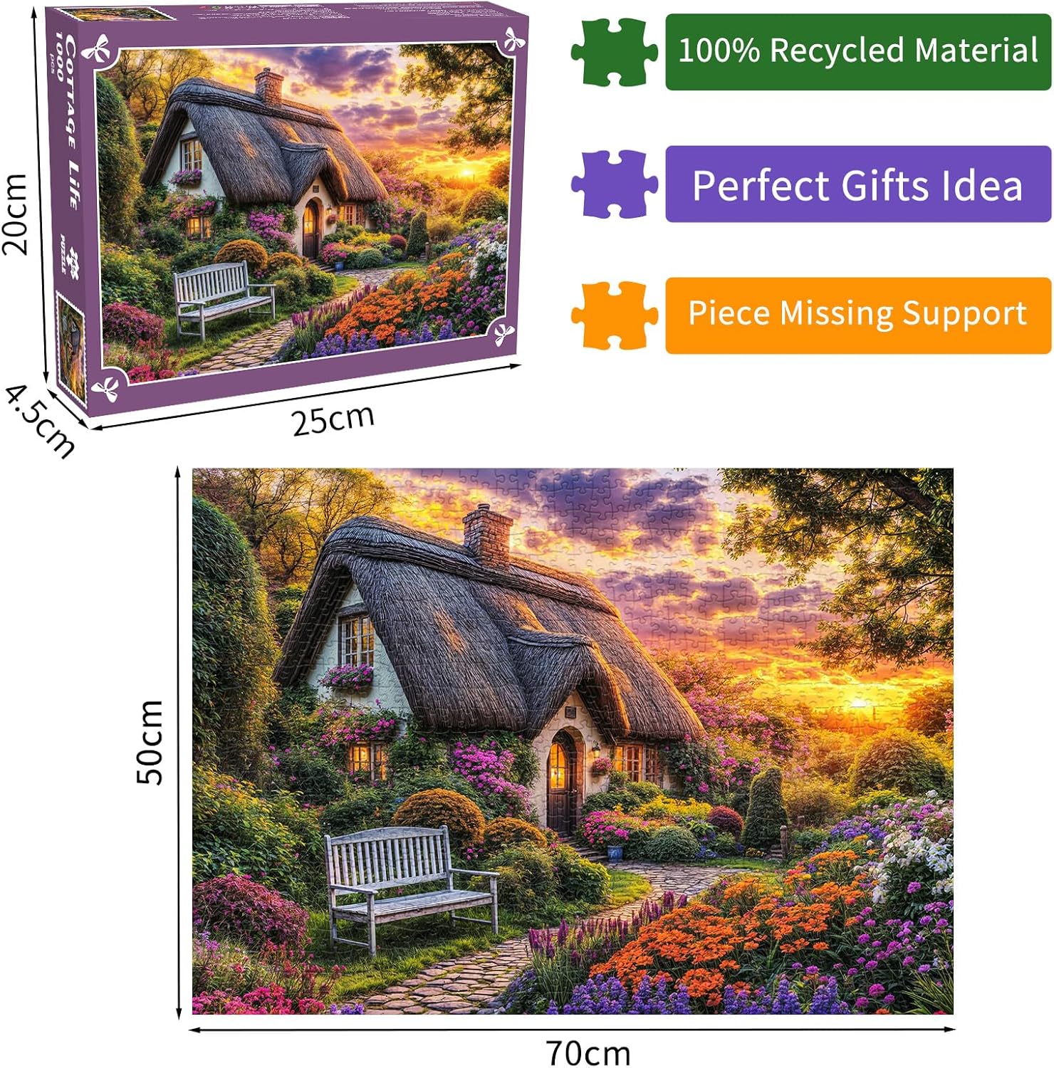 Thumbnail 1 de Cottage Life 1000 Piece Jigsaw Puzzle for Adults – A Cozy Country Scene
