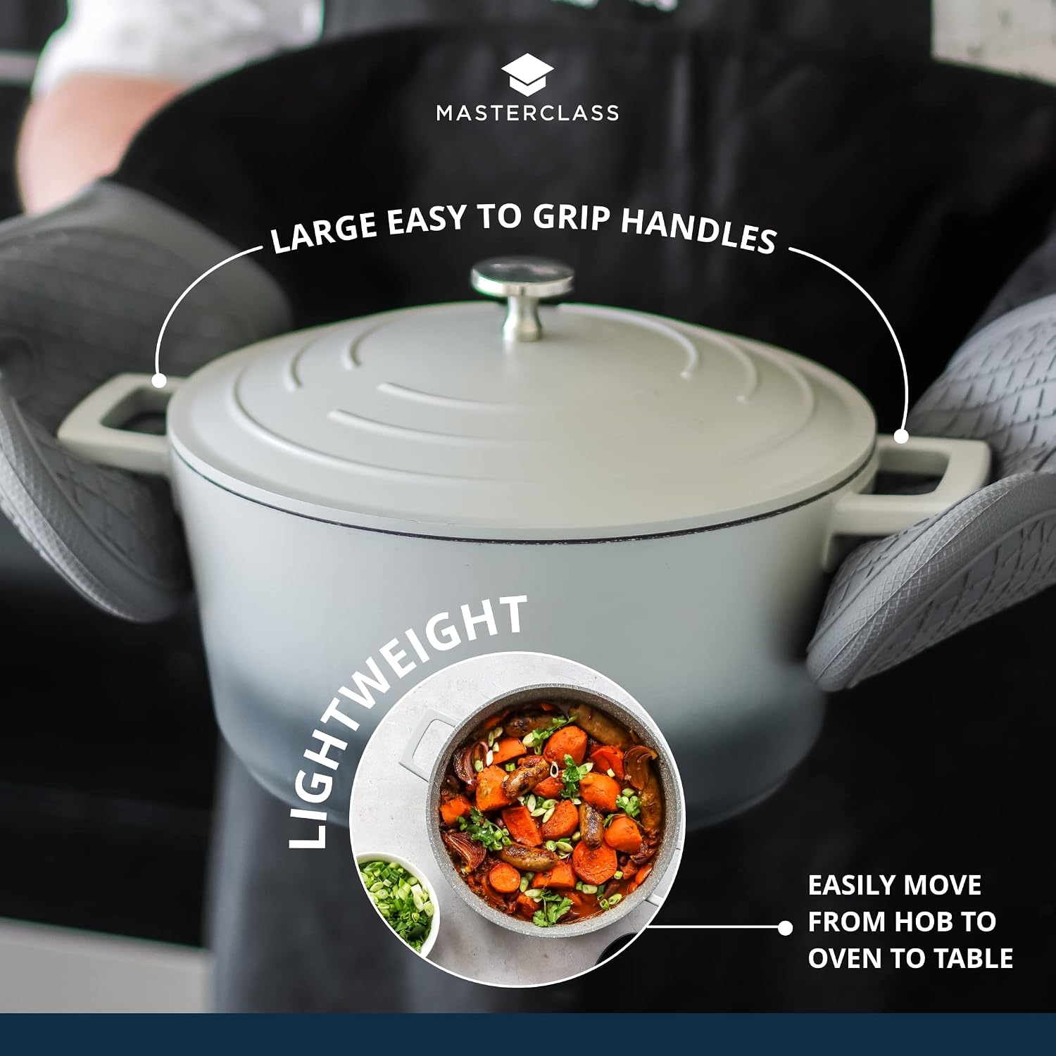 Detalle 1 de MasterClass 24 cm 4 Litre Cast Aluminium Casserole Dish with Self-Basting Lid