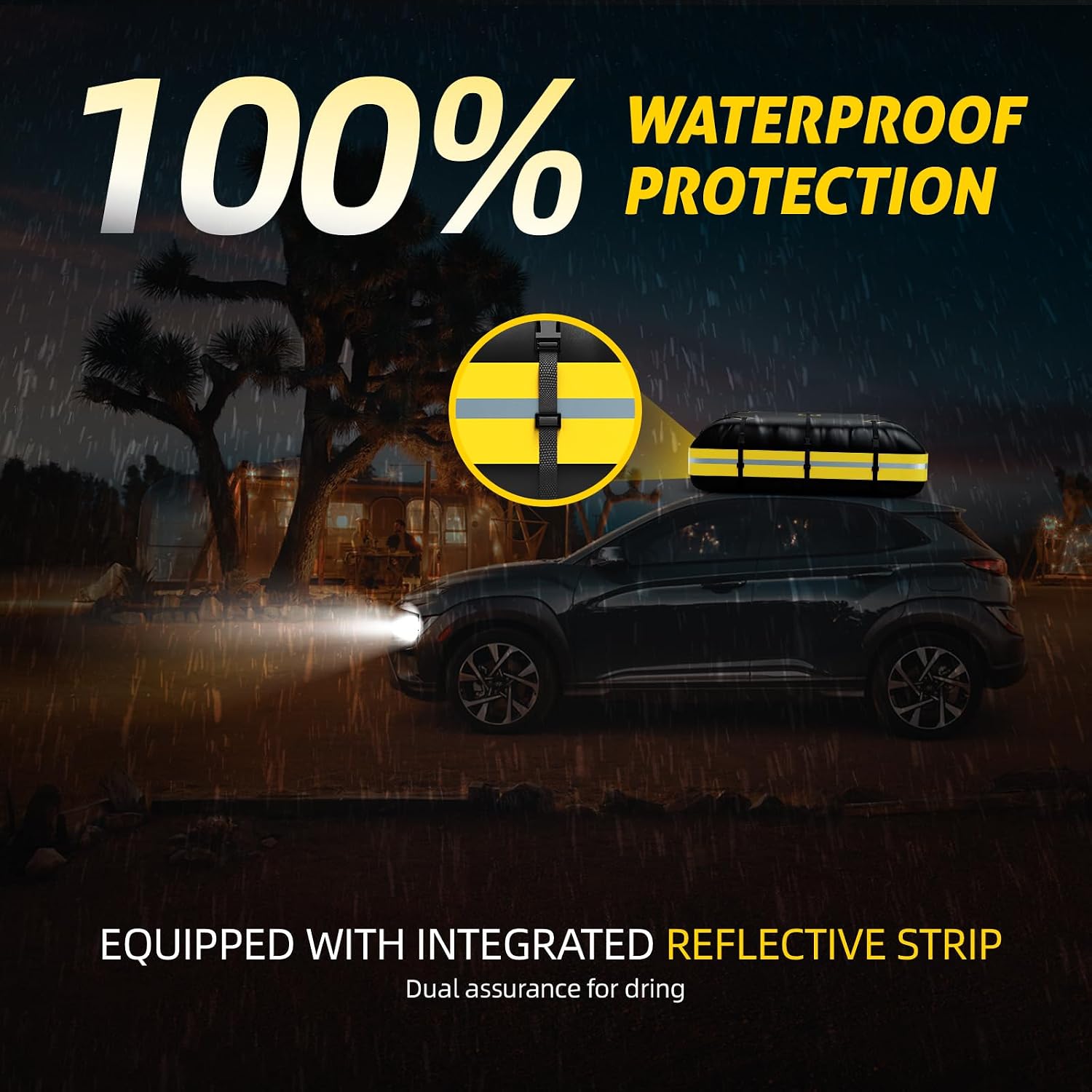 Detalle de Car Rooftop Cargo Carrier Bag – 100% wasserdicht, 1000D Heavy Duty, 594 L Volumen