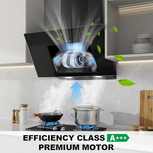Detalle 2 de TopStrong Cooker Hood 60cm: Wall-Mounted, A+++ Black Extractor with 450 m³/h, Touch Control and 3 Speed + Booster