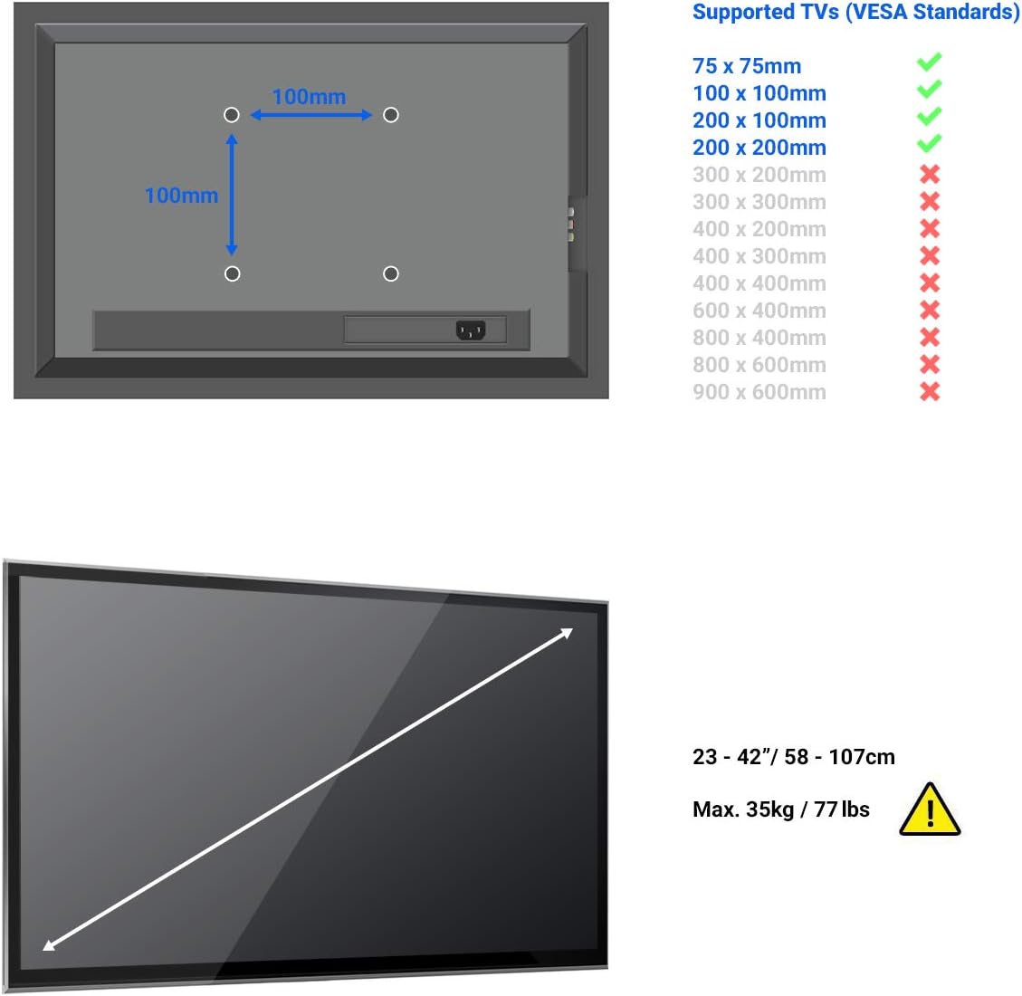 Thumbnail 1 de deleyCON Universal TV & Monitor Montaggio a Parete da 23"-42" inclinabile, 5 cm di profondità, max 35 Kg