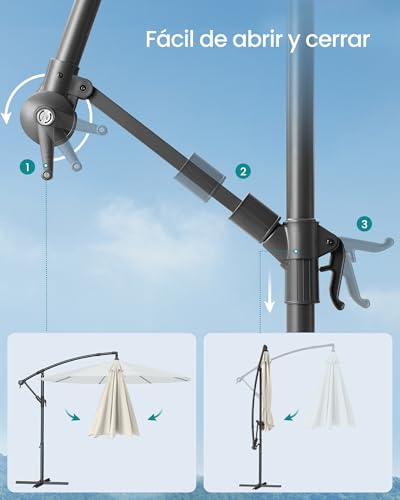 Thumbnail 5 de SONGMICS GPU116M01 Sombrilla en voladizo de 300 cm con soporte y UPF 50+ para balcón y jardín