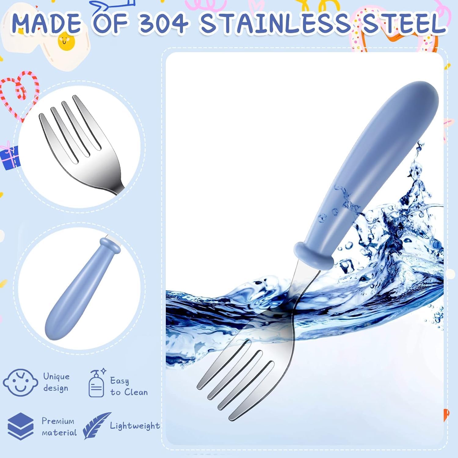Detalle 2 de MEETOZ toddler forks, 6 piece set