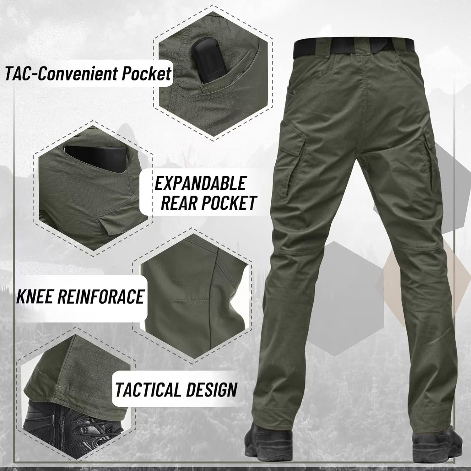 Thumbnail 5 de TACVASEN Military Cotton Men's Outdoor Hiking Trousers with Multi-Pockets