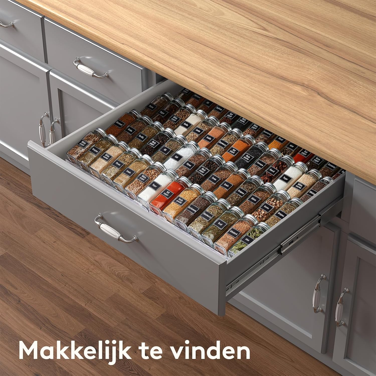 Thumbnail 4 de Lifewit 22025 kruidenlade-organizer, verstelbaar, 4 etages, transparant