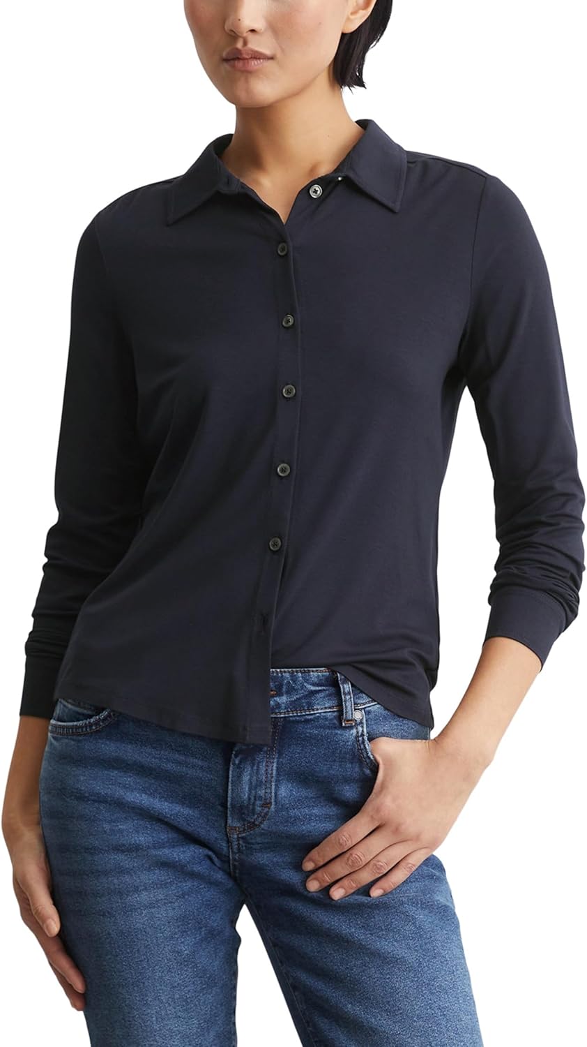 Thumbnail 6 de Marc O'Polo Damen Jerseybluse mit Stretch-Anteil und Spitzkragen